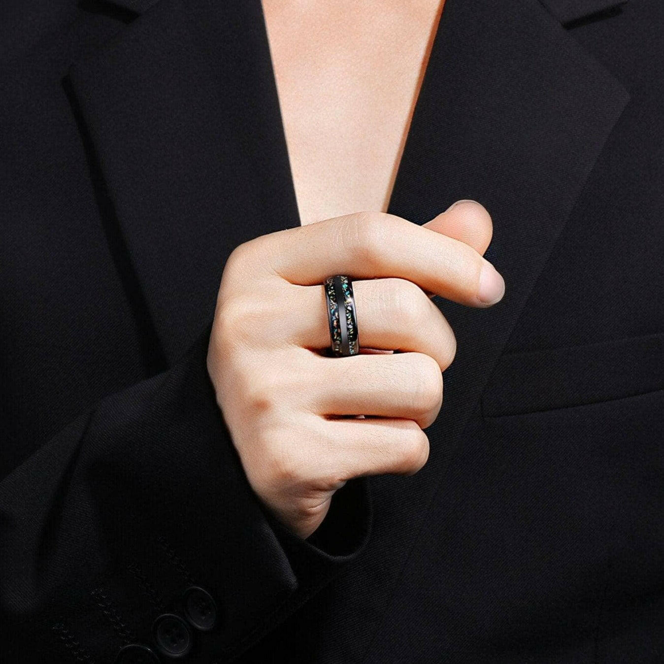 8mm Black Dome Tungsten Wedding Band-Evani Naomi Jewelry