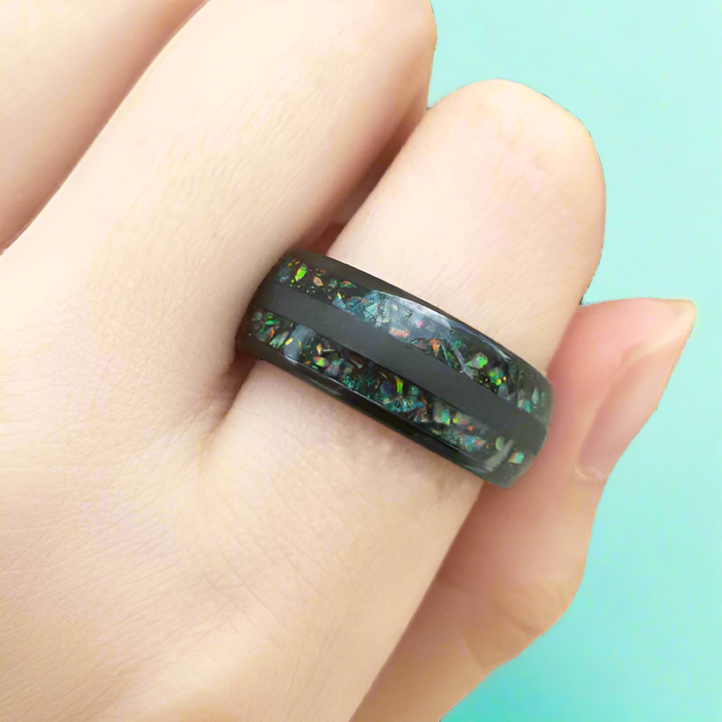 8mm Black Dome Tungsten Wedding Band-Evani Naomi Jewelry