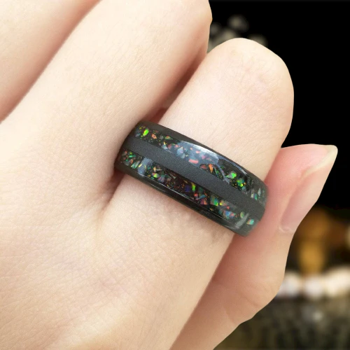 8mm Black Dome Tungsten Wedding Band-Evani Naomi Jewelry