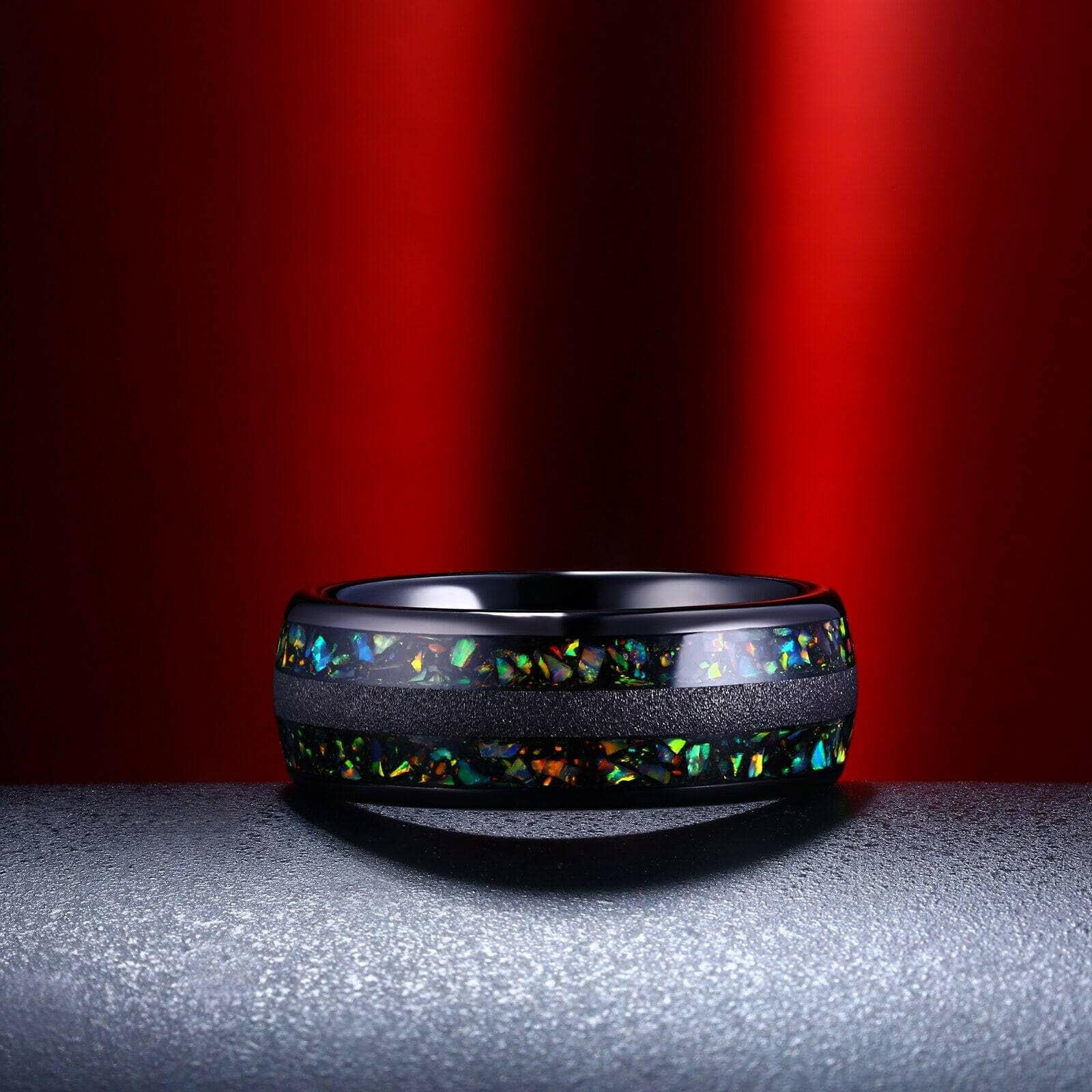 8mm Black Dome Tungsten Wedding Band-Evani Naomi Jewelry