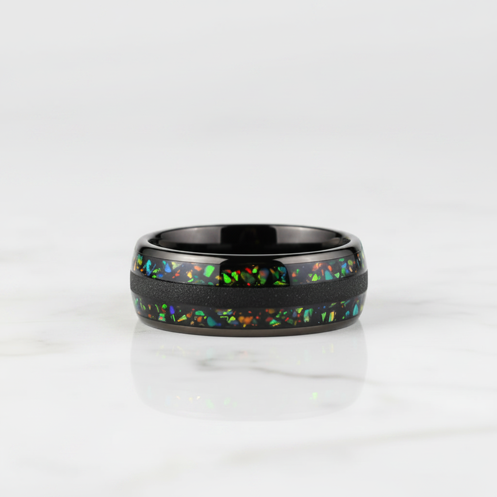 8mm Black Dome Tungsten Wedding Band - Evani Naomi Jewelry