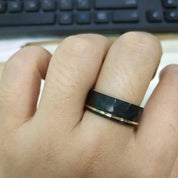 8mm Black & Rose Gold Faceted Tungsten Women's Wedding Band-Evani Naomi Jewelry