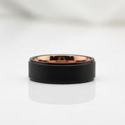 8mm Black & Rose Gold Tungsten Men's Wedding Band - Evani Naomi Jewelry