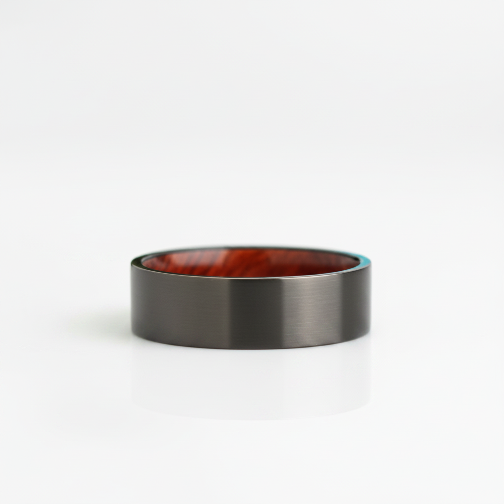 8mm Black Tungsten Band with Wooden Inner Shank - Evani Naomi Jewelry