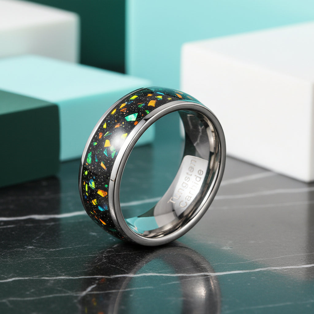 8mm Black Tungsten Men's Wedding Band-Evani Jewelry