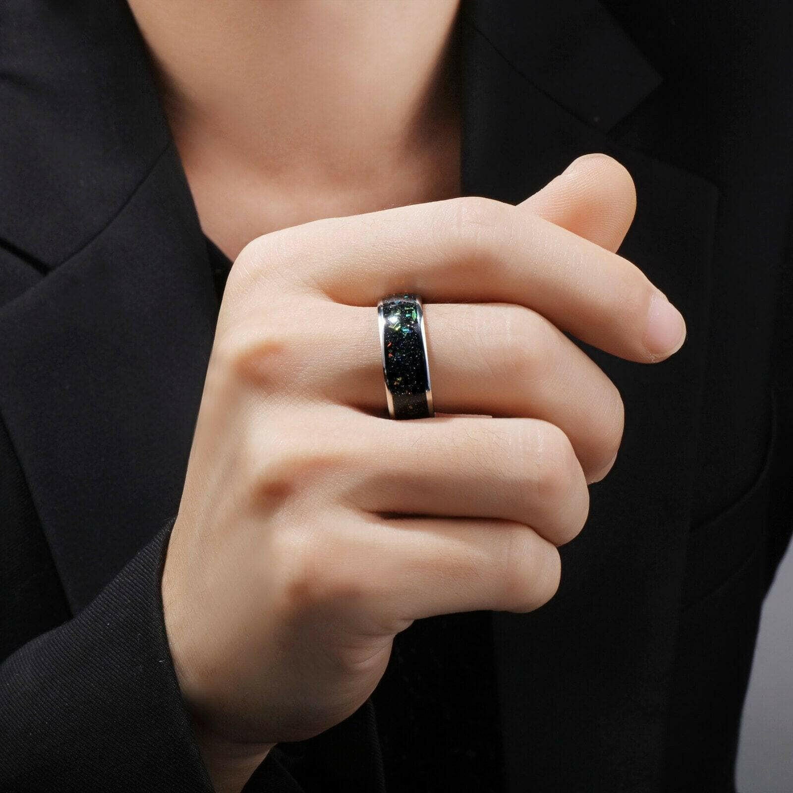 8mm Black Tungsten Men's Wedding Band-Evani Naomi Jewelry