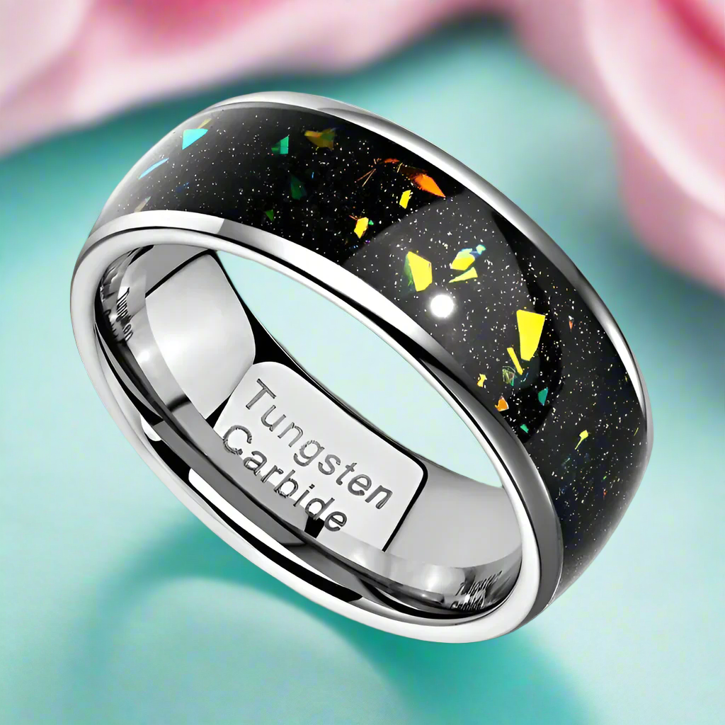 8mm Black Tungsten Men's Wedding Band-Evani Naomi Jewelry