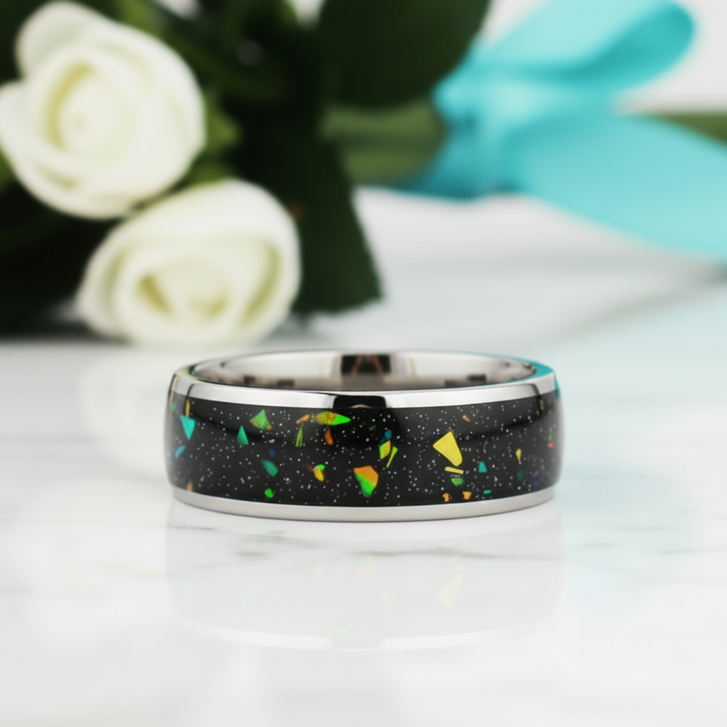8mm Black Tungsten Men's Wedding Band-Evani Jewelry