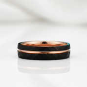 8mm Black Tungsten Wedding Band with Thin Line - Evani Naomi Jewelry