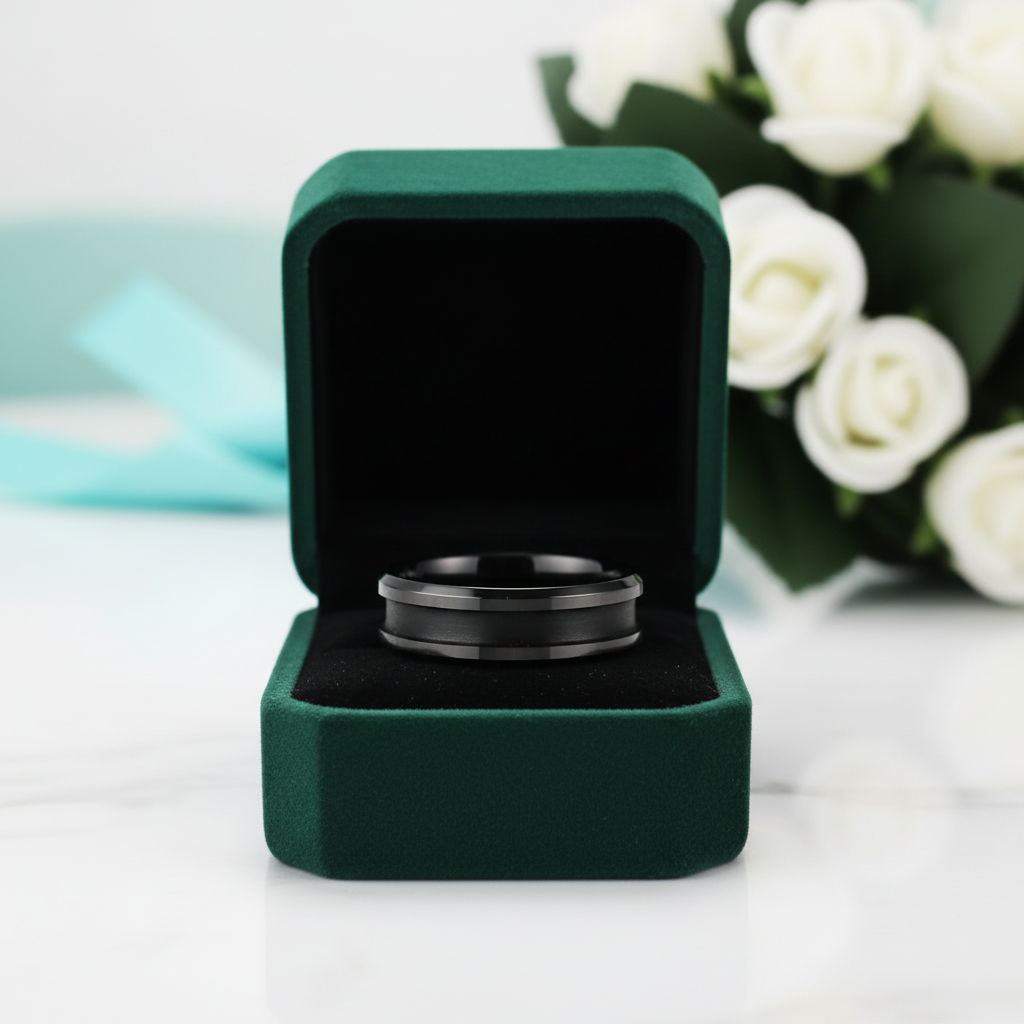 8mm Blank Center Tungsten Wedding Band - Evani Naomi Jewelry