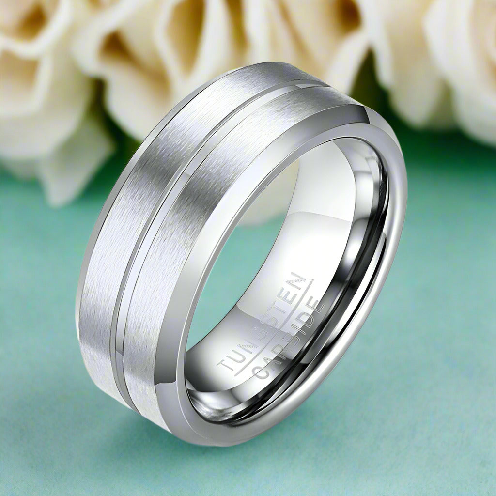8mm Classic Tungsten Men's Wedding Band-Evani Naomi Jewelry