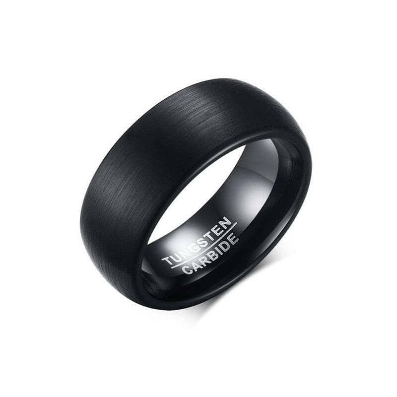 8mm Dome Black Punk Tungsten Men's Wedding Band-Evani Naomi Jewelry