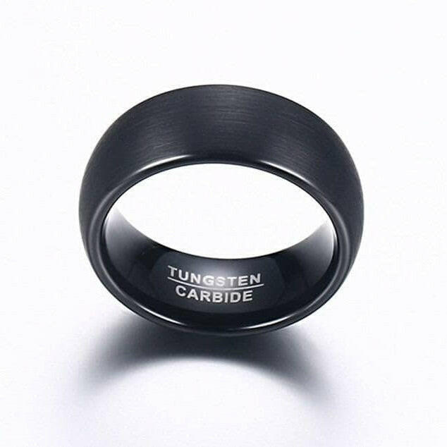 8mm Dome Black Punk Tungsten Men's Wedding Band-Evani Naomi Jewelry
