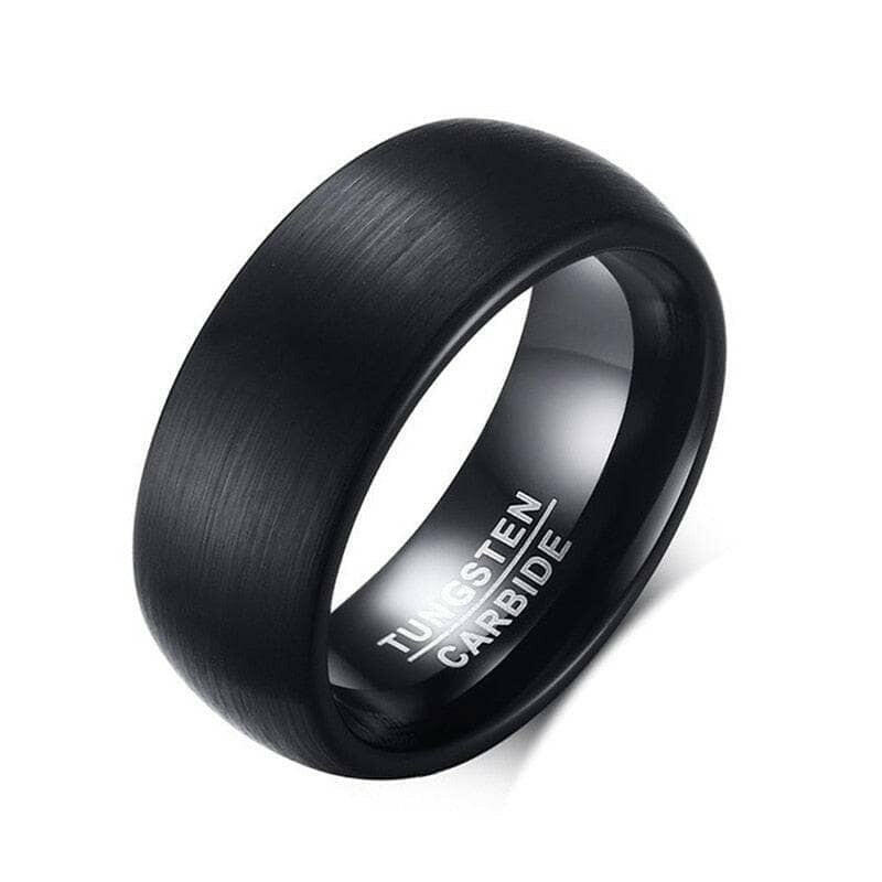 8mm Dome Black Punk Tungsten Men's Wedding Band-Evani Naomi Jewelry