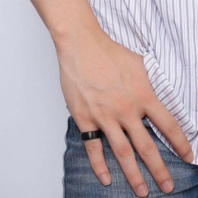 8mm Dome Black Punk Tungsten Men's Wedding Band-Evani Naomi Jewelry