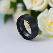 8mm Dome Black Punk Tungsten Men's Wedding Band-Evani Naomi Jewelry