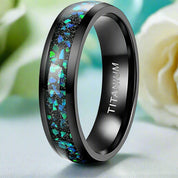 8mm Dome Titanium Men's Wedding Band with Opal Inlay-Evani Naomi Jewelry