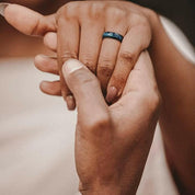 8mm Dome Titanium Men's Wedding Band with Opal Inlay-Evani Naomi Jewelry