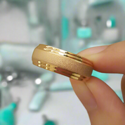 8mm Frosted Center Tungsten Men's Wedding Band with Ladder Edges-Evani Naomi Jewelry