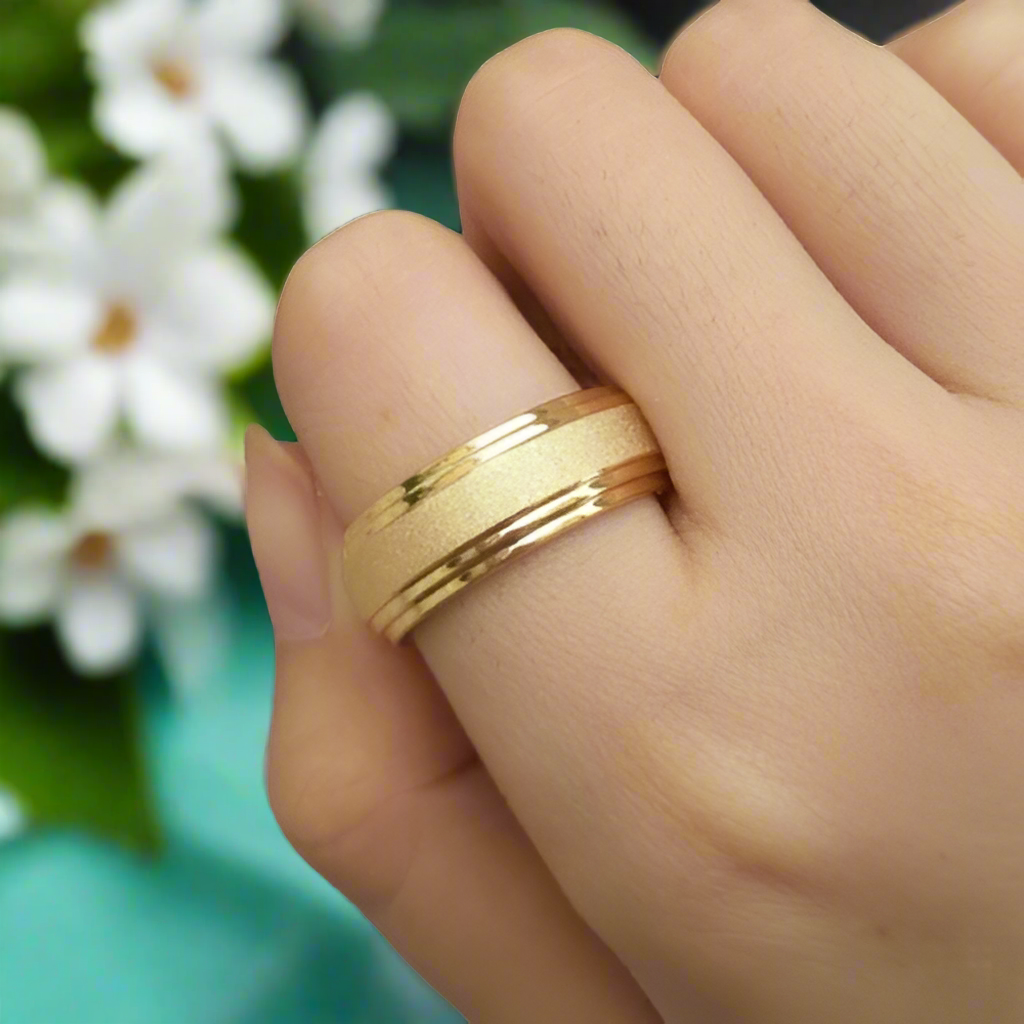 8mm Frosted Center Tungsten Men's Wedding Band with Ladder Edges-Evani Naomi Jewelry
