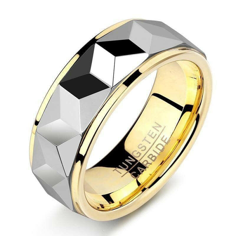 8mm Gold & Gray Tungsten Men's Wedding Band-Evani Naomi Jewelry