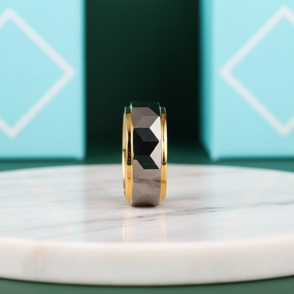 8mm Gold & Gray Tungsten Men's Wedding Band-Evani Jewelry