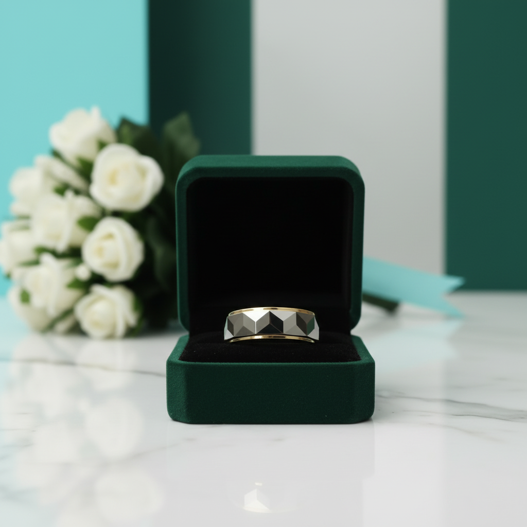8mm Gold & Gray Tungsten Men's Wedding Band - Evani Naomi Jewelry