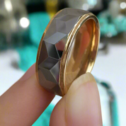 8mm Gold & Gray Tungsten Men's Wedding Band-Evani Naomi Jewelry
