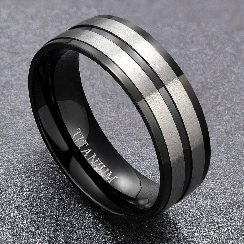 8mm Matte Black Men's Titanium Wedding Band-Evani Jewelry