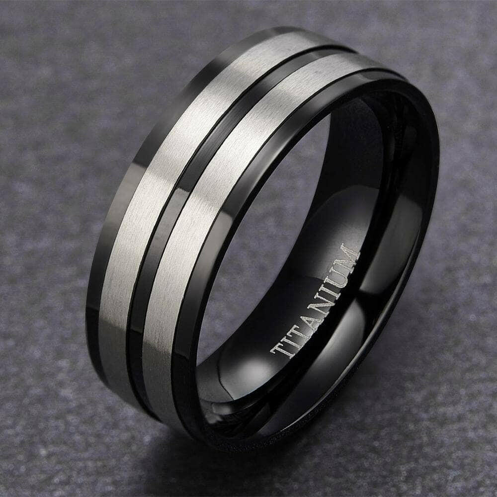 8mm Matte Black Men's Titanium Wedding Band-Evani Naomi Jewelry