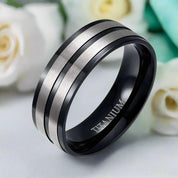8mm Matte Black Men's Titanium Wedding Band-Evani Naomi Jewelry