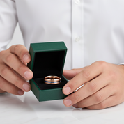 8mm Rose Gold Men's Tungsten Wedding Band with Blue Line - Evani Naomi Jewelry