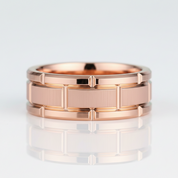 8mm Rose Gold Men's Tungsten Wedding Band with Brick Pattern - Evani Naomi Jewelry
