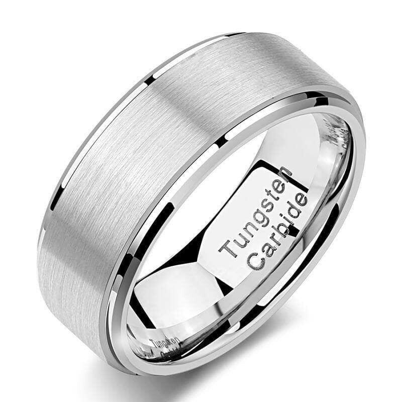 8mm Silver Brushed Tungsten Men's Wedding Band-Evani Naomi Jewelry