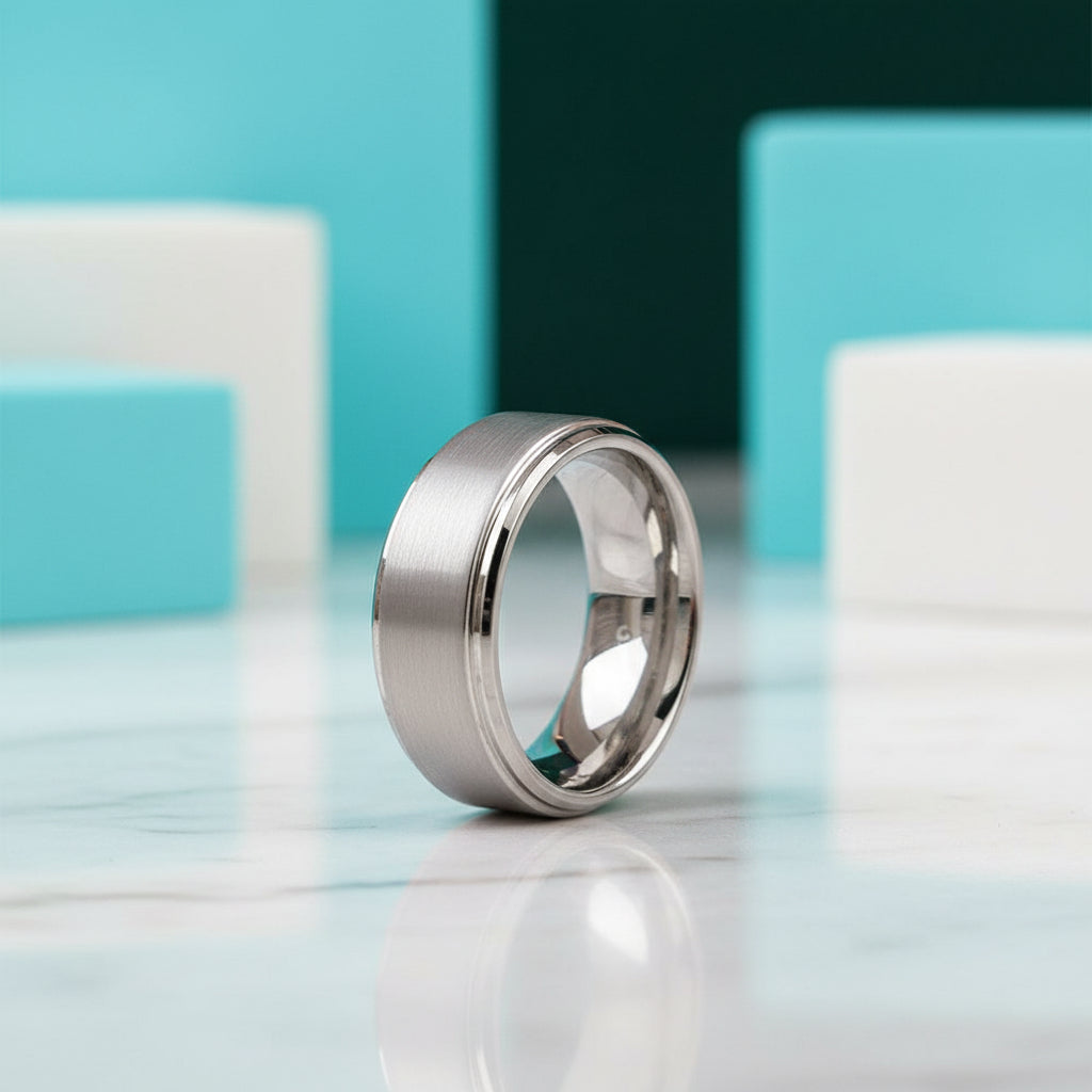 8mm Silver Brushed Tungsten Men's Wedding Band-Evani Jewelry