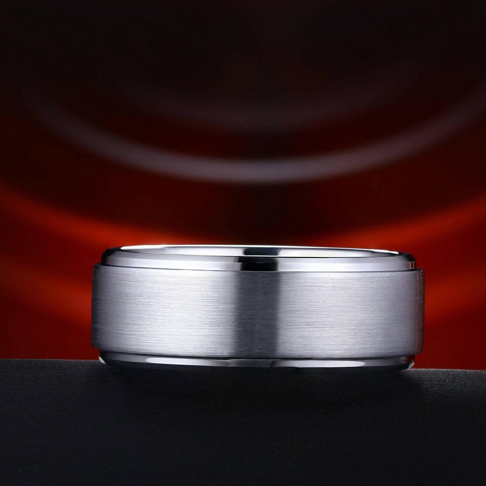 8mm Silver Brushed Tungsten Men's Wedding Band-Evani Naomi Jewelry