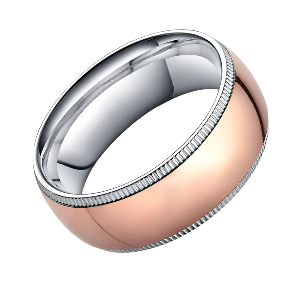 8mm Simple Domed Rose Gold Titanium Wedding Band-Evani Jewelry
