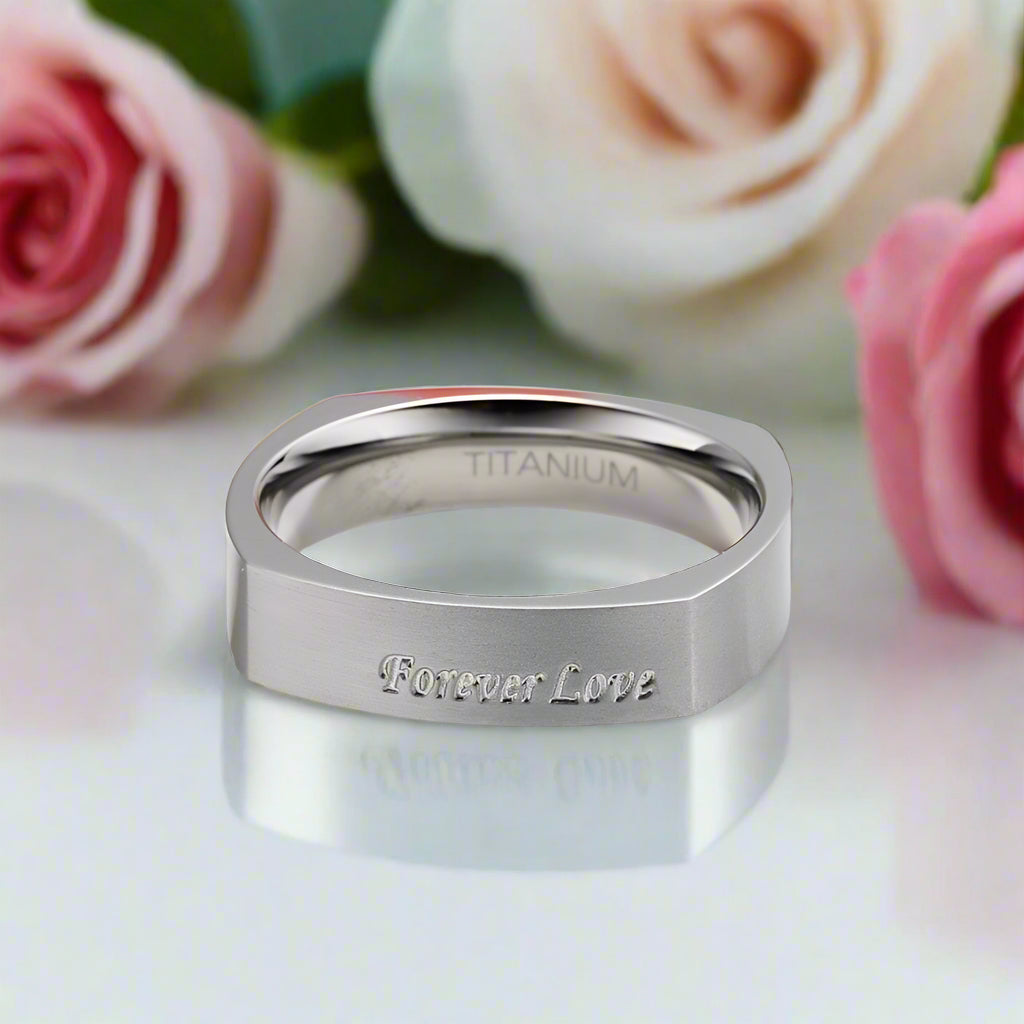 8mm Simple Domed Rose Gold Titanium Wedding Band-Evani Naomi Jewelry