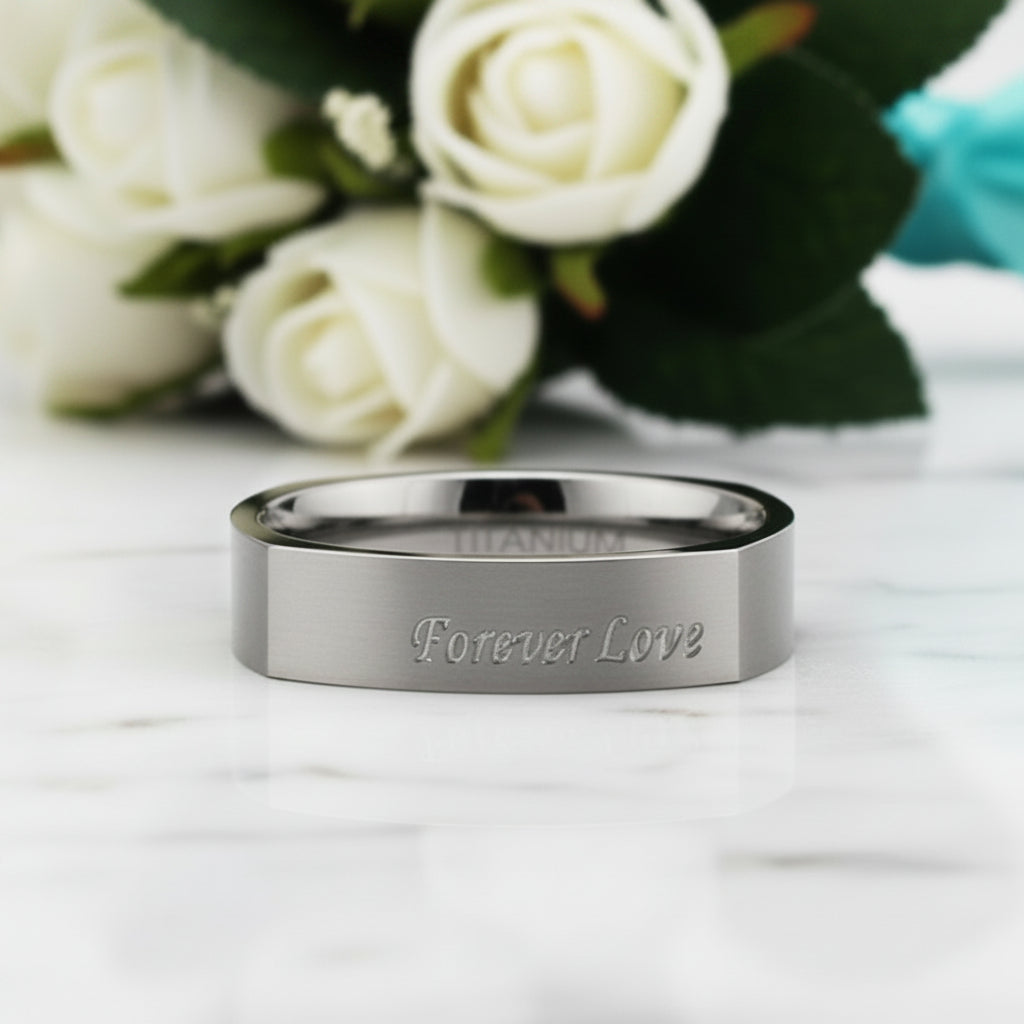 8mm Simple Domed Rose Gold Titanium Wedding Band-Evani Jewelry