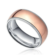 8mm Simple Domed Rose Gold Titanium Wedding Band-Evani Naomi Jewelry