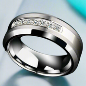 8mm Tungsten Carbide Men's Wedding Band with EVN Diamond Alternative-Evani Naomi Jewelry