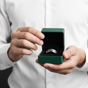 8mm Tungsten Carbide Men's Wedding Band with Thin Blue Line