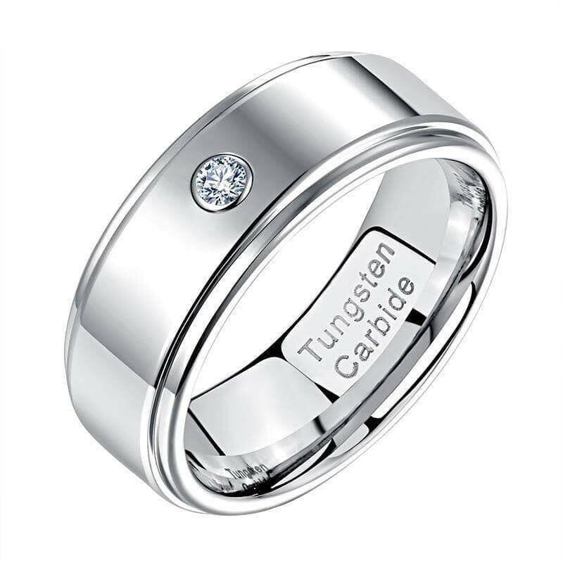 8mm Tungsten Diamond Ring Band-Evani Naomi Jewelry