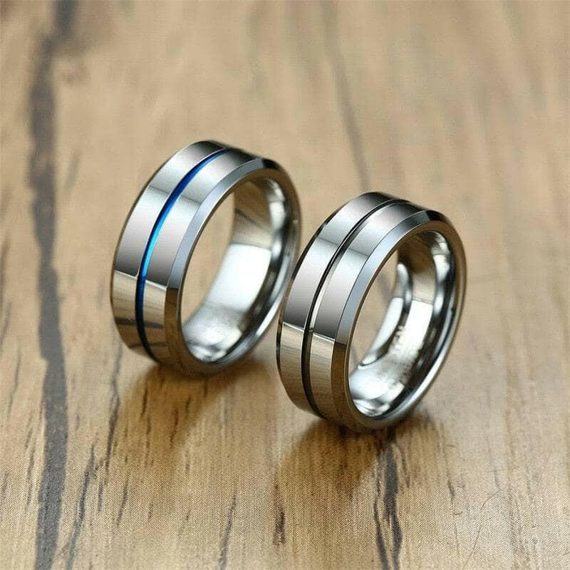 8mm Tungsten Men's Wedding Band with Line-Evani Naomi Jewelry