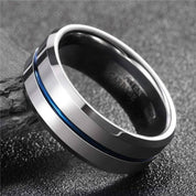 8mm Tungsten Men's Wedding Band with Line-Evani Naomi Jewelry