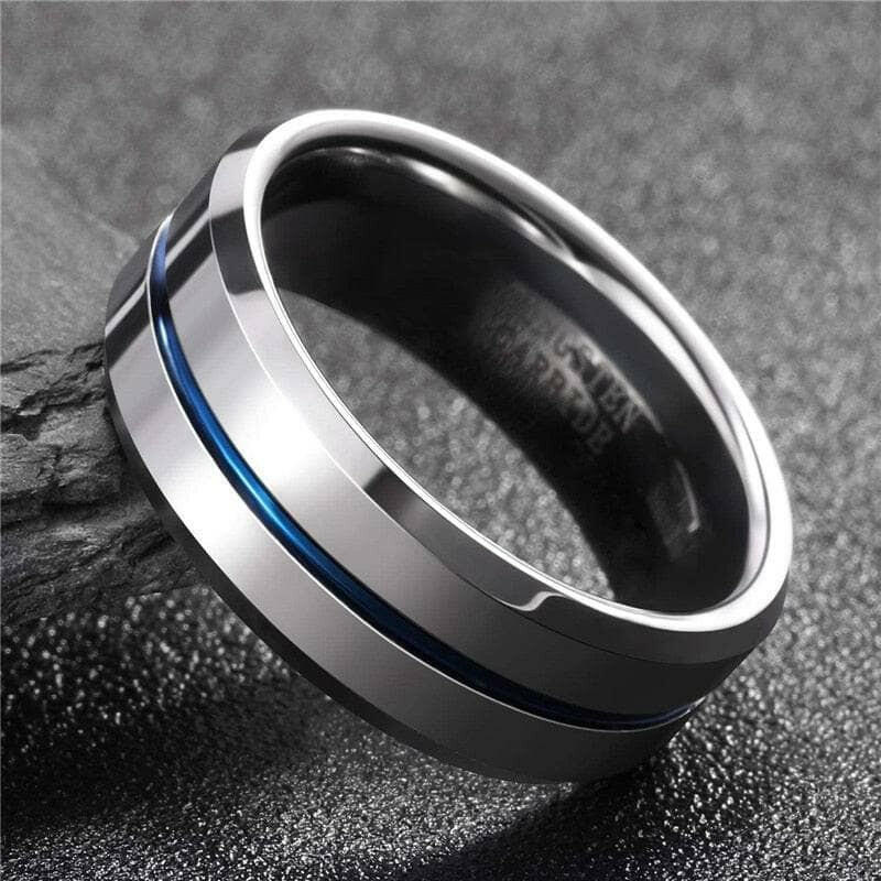 8mm Tungsten Men's Wedding Band with Line-Evani Naomi Jewelry