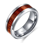 8mm Tungsten Men's Wedding Band with Wood Inlay-Evani Naomi Jewelry