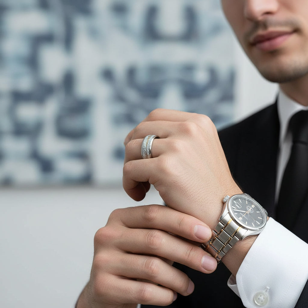 8mm Tungsten Unique Design Men's Wedding Band-Evani Jewelry