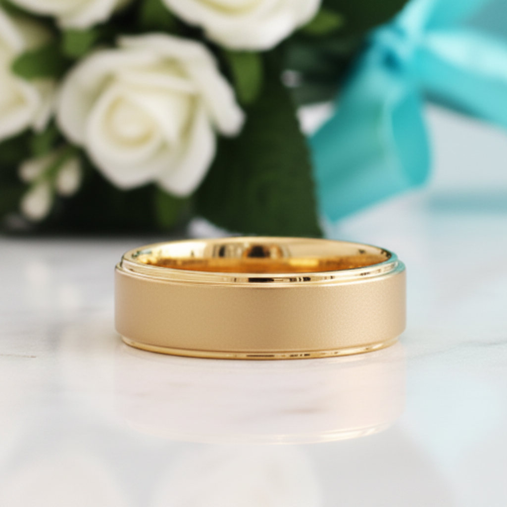 8mm Tungsten Wedding Band with Sandblasting Finish-Evani Jewelry
