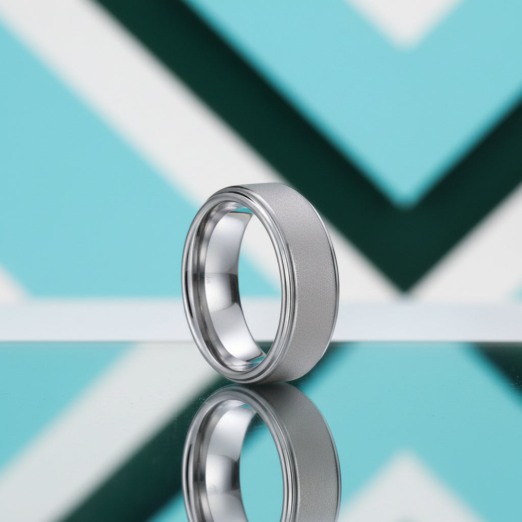 8mm Tungsten Wedding Band with Sandblasting Finish-Evani Jewelry